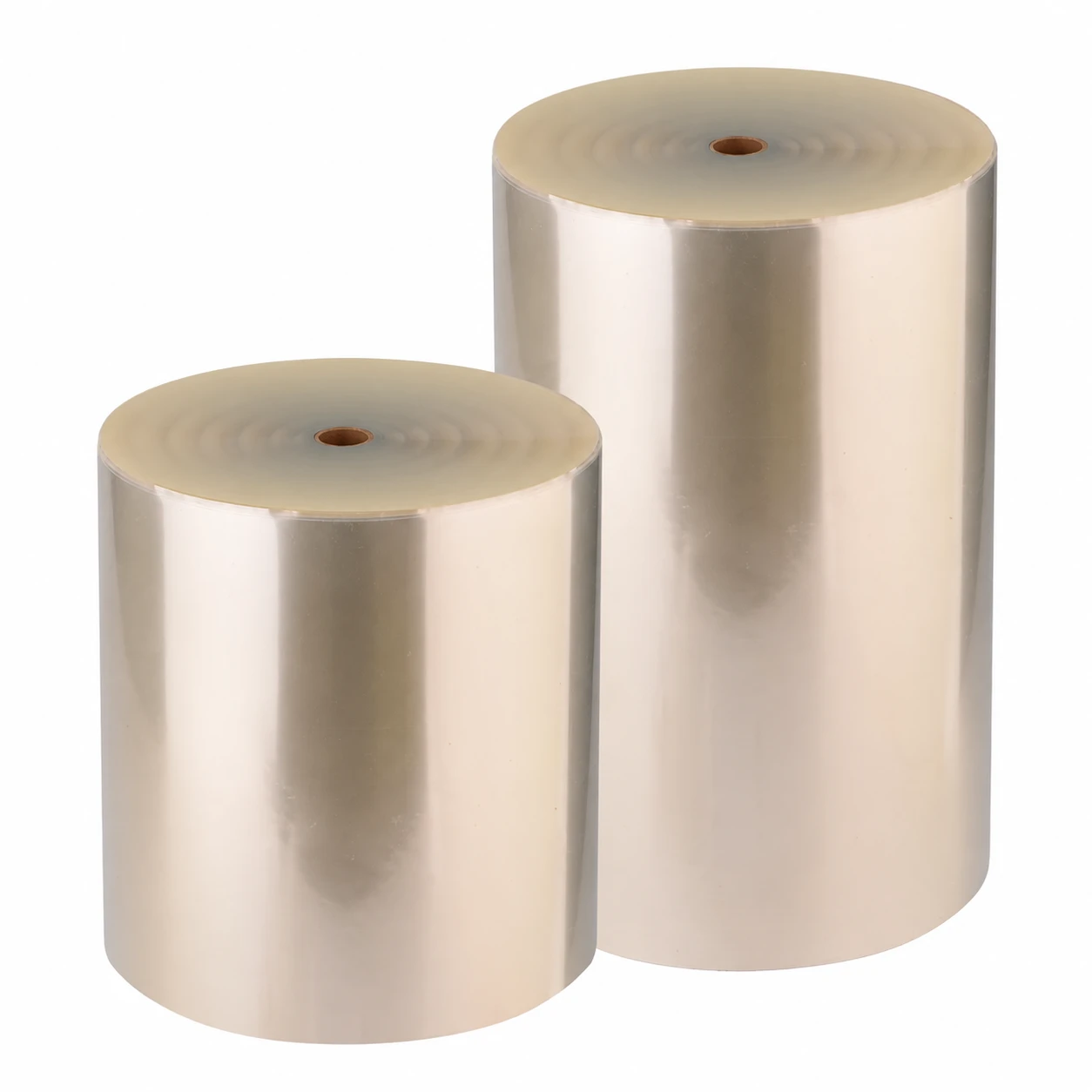 Transparent BOPP label film rolls showing the clear film surface