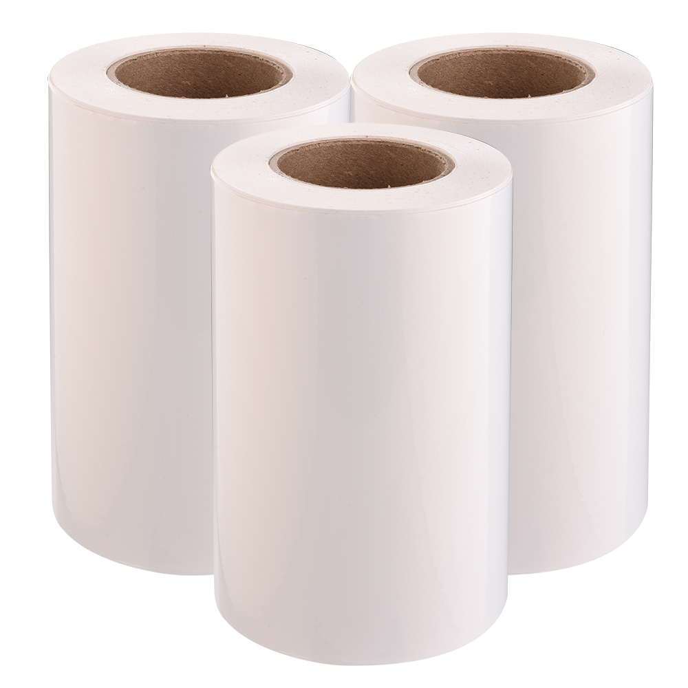 Upright rolls of inkjet glossy white PP self-adhesive labelstock